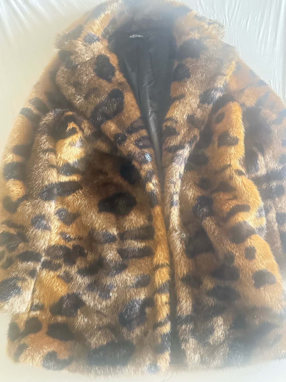 Nasty Gal Leopard Print Faux Fur Coat - Brown & Black